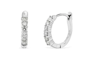 0.58 CT TW Round Diamond Hoop Earrings 14K White Gold DER004