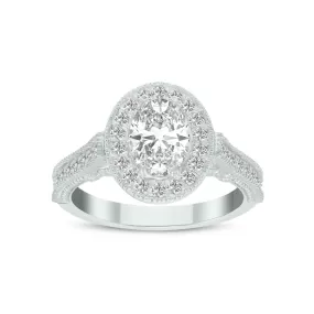 1 1/2 Carat Tw Oval Lab Grown Diamond Engagement Ring In 14K White Gold