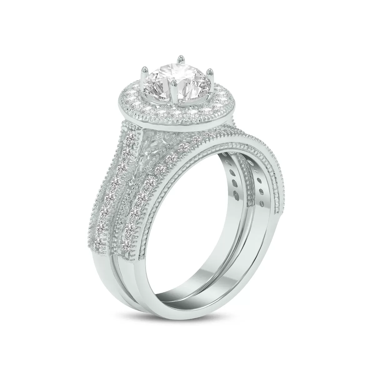 1 3/4 Carat Tw Lab Grown Diamond Bridal Set In 14K White Gold