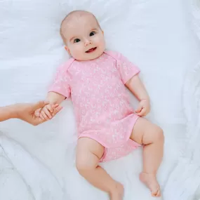 100% Organic Cotton Summer Short-Sleeve Onesie - Coral in Pink