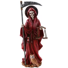 10.5" Santa Muerte Skeleton Statue - Red