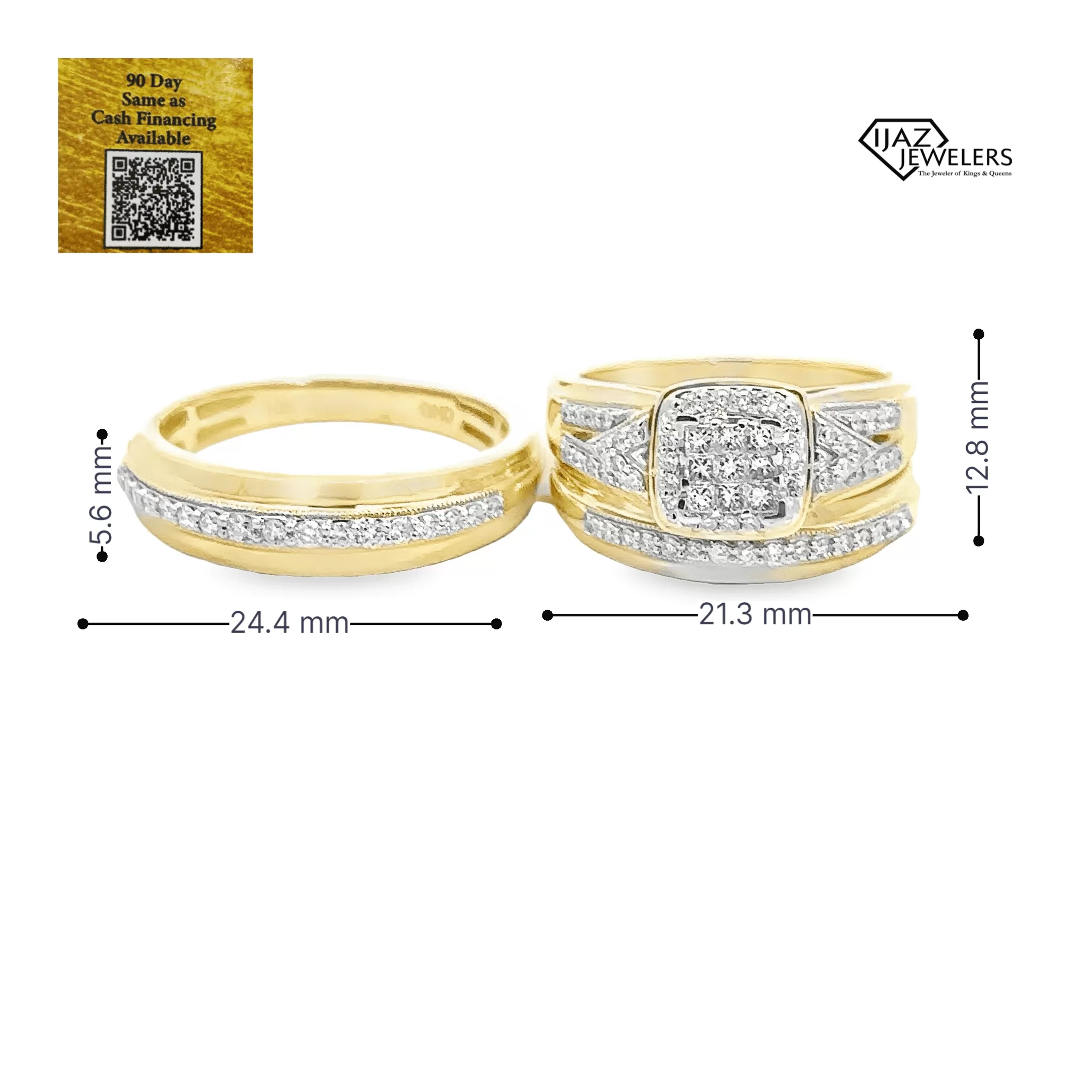 10K Gold 0.75 CTW Diamond Wedding Trio Set