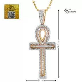 10K Gold 2.00 CTW Diamond Ankh Charm