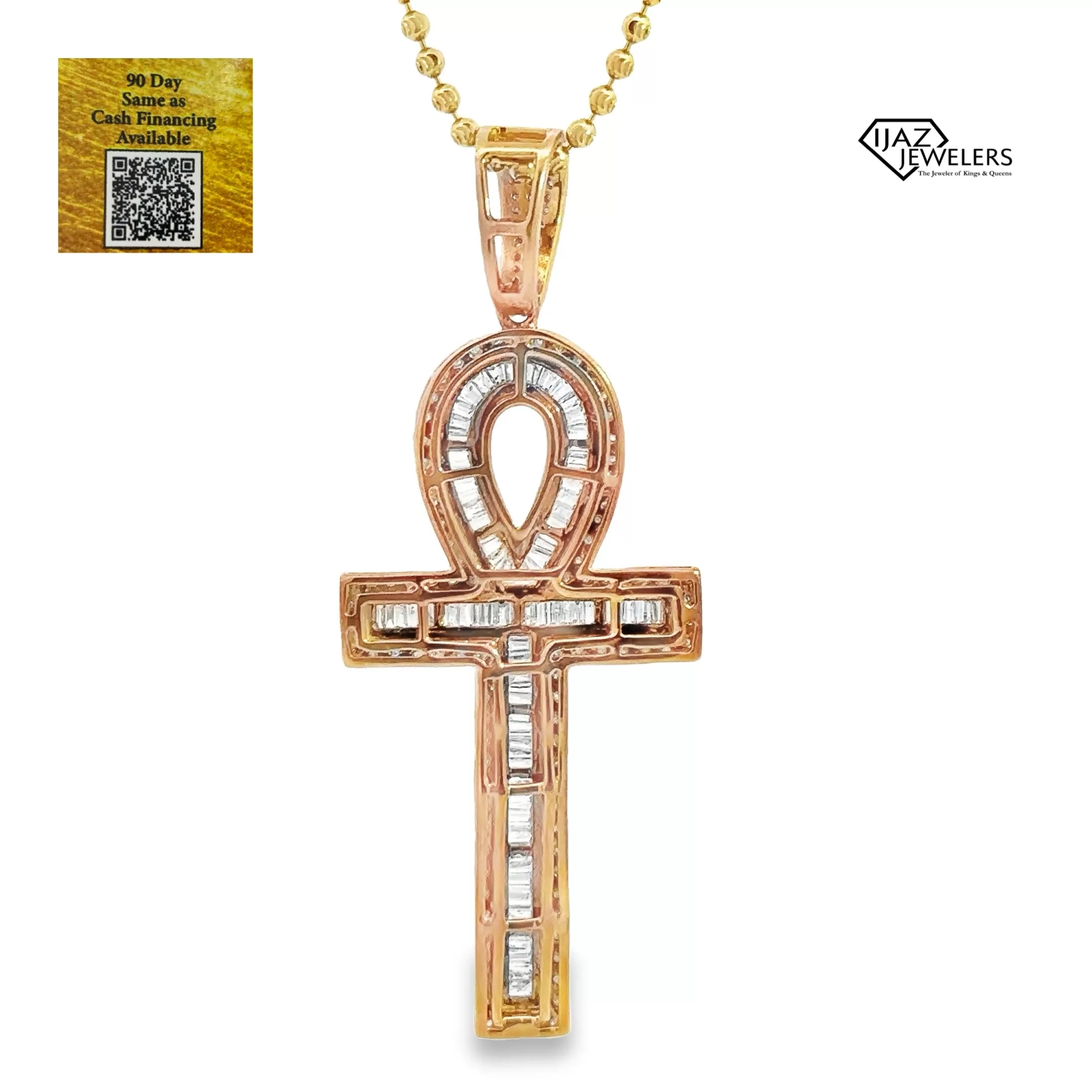 10K Gold 2.00 CTW Diamond Ankh Charm