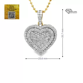 10K Gold 2.85 CTW Diamond Heart Charm