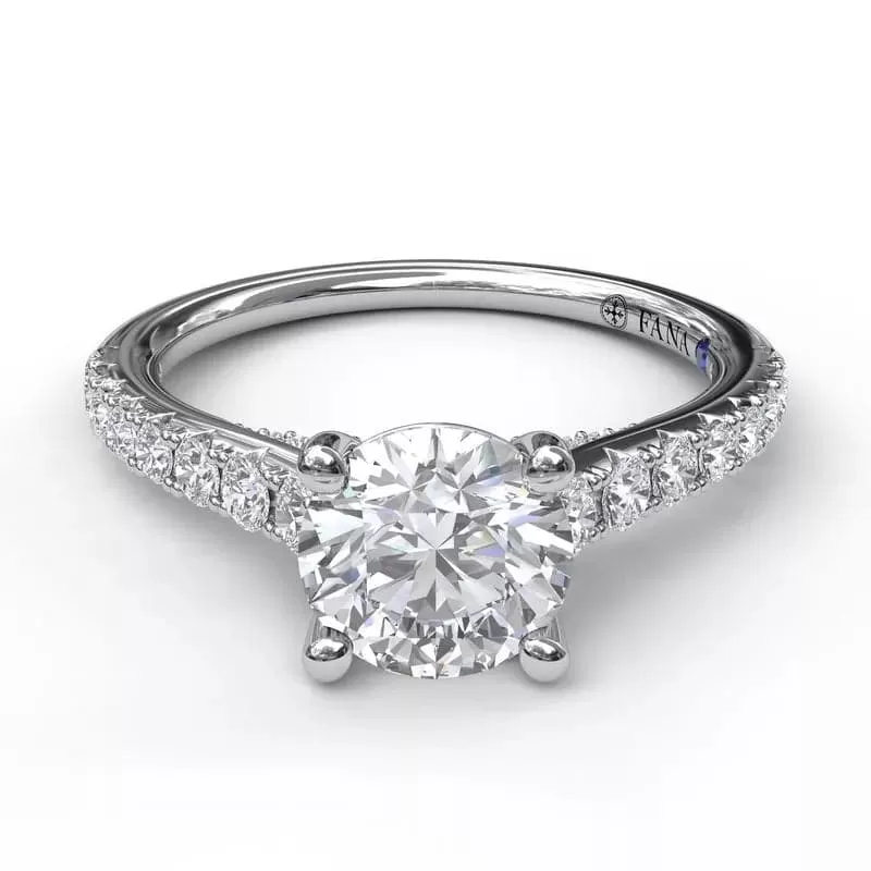 14K WHITE GOLD DIAMOND ENGAGEMENT RING MOUNTING WITH DELICATE PROFILE (SETTING ONLY)