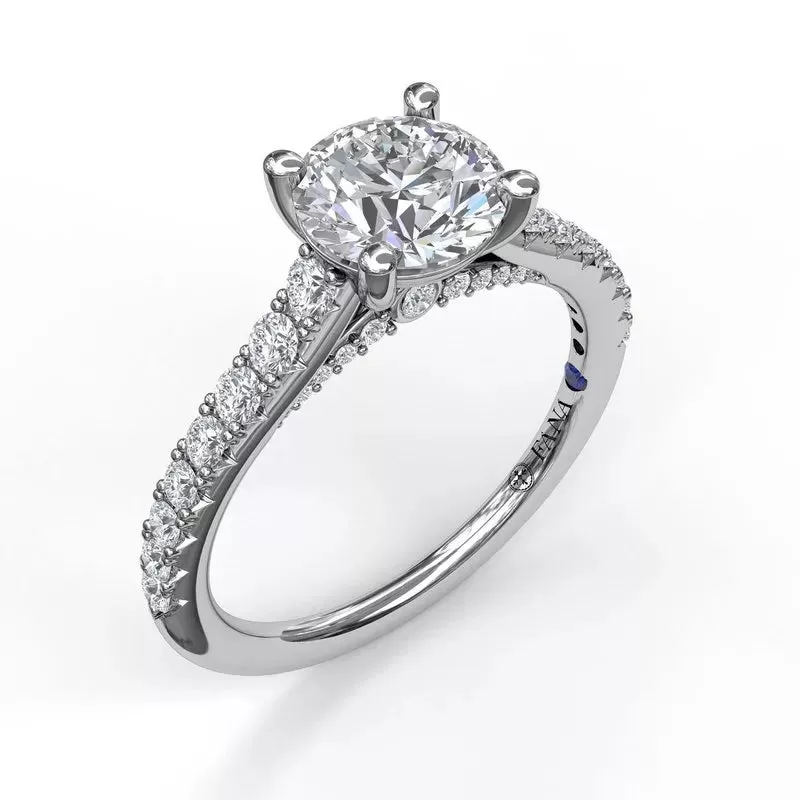 14K WHITE GOLD DIAMOND ENGAGEMENT RING MOUNTING WITH DELICATE PROFILE (SETTING ONLY)