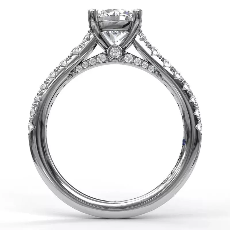 14K WHITE GOLD DIAMOND ENGAGEMENT RING MOUNTING WITH DELICATE PROFILE (SETTING ONLY)