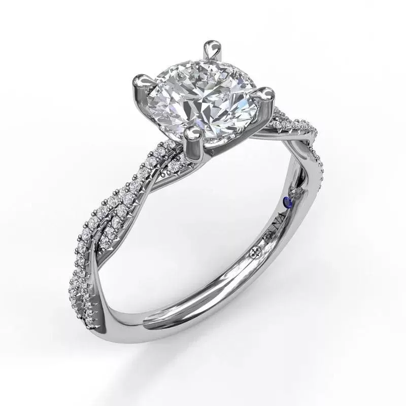 14K White Gold Pave Diamond Wave Engagement Ring (Setting Only)