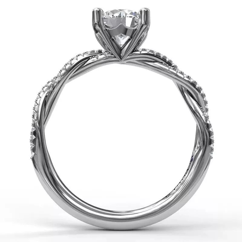 14K White Gold Pave Diamond Wave Engagement Ring (Setting Only)