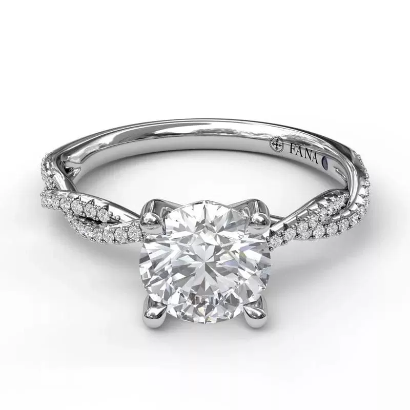 14K White Gold Pave Diamond Wave Engagement Ring (Setting Only)