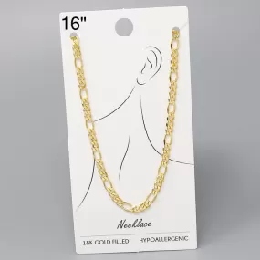 18K Gold Dipped Figaro Chain Necklace - 16"