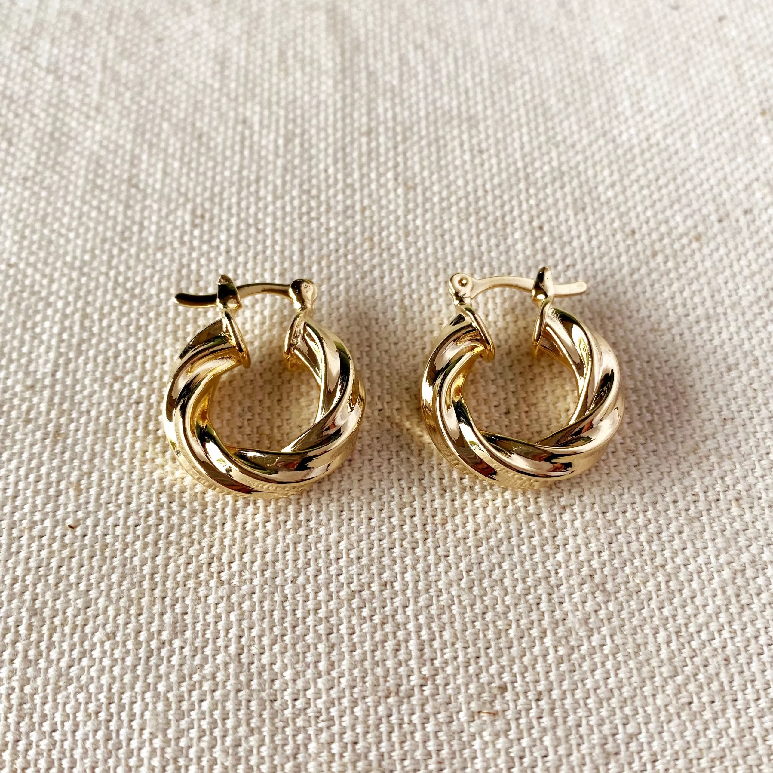 18k Gold Filled Italian Twisted Hoop Earrings