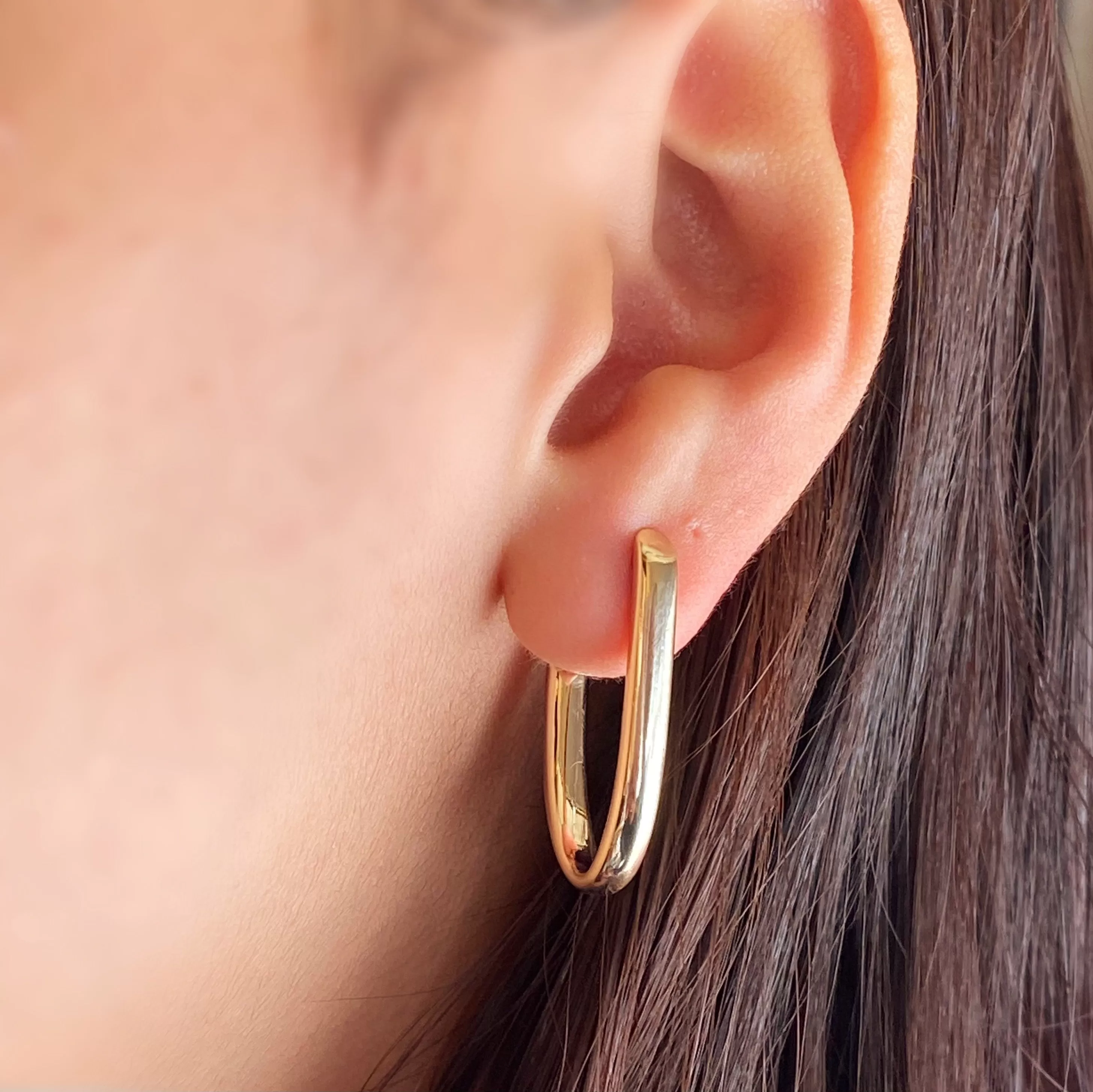 18k Gold Filled J Hoop Earrings