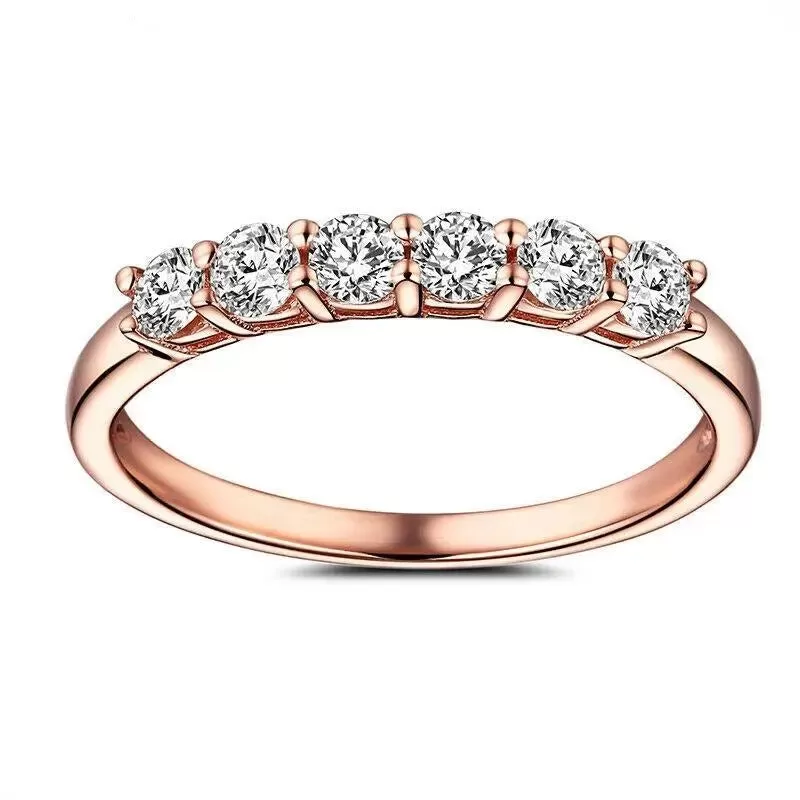 18k Rose Gold 6 Stone Moissanite Anniversary Ring 0.4ct Total