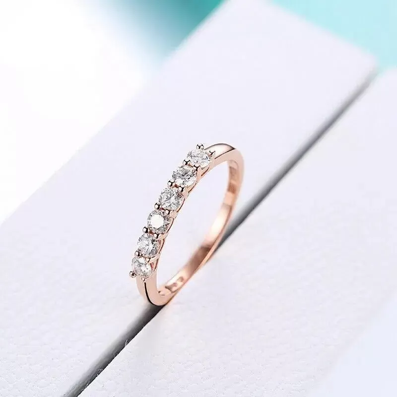 18k Rose Gold 6 Stone Moissanite Anniversary Ring 0.4ct Total