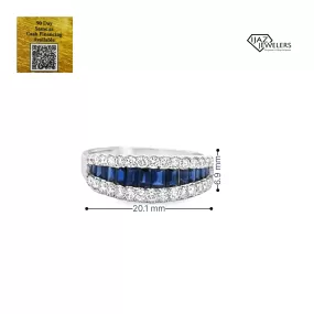 18K White Gold Diamond And Sapphire Ring