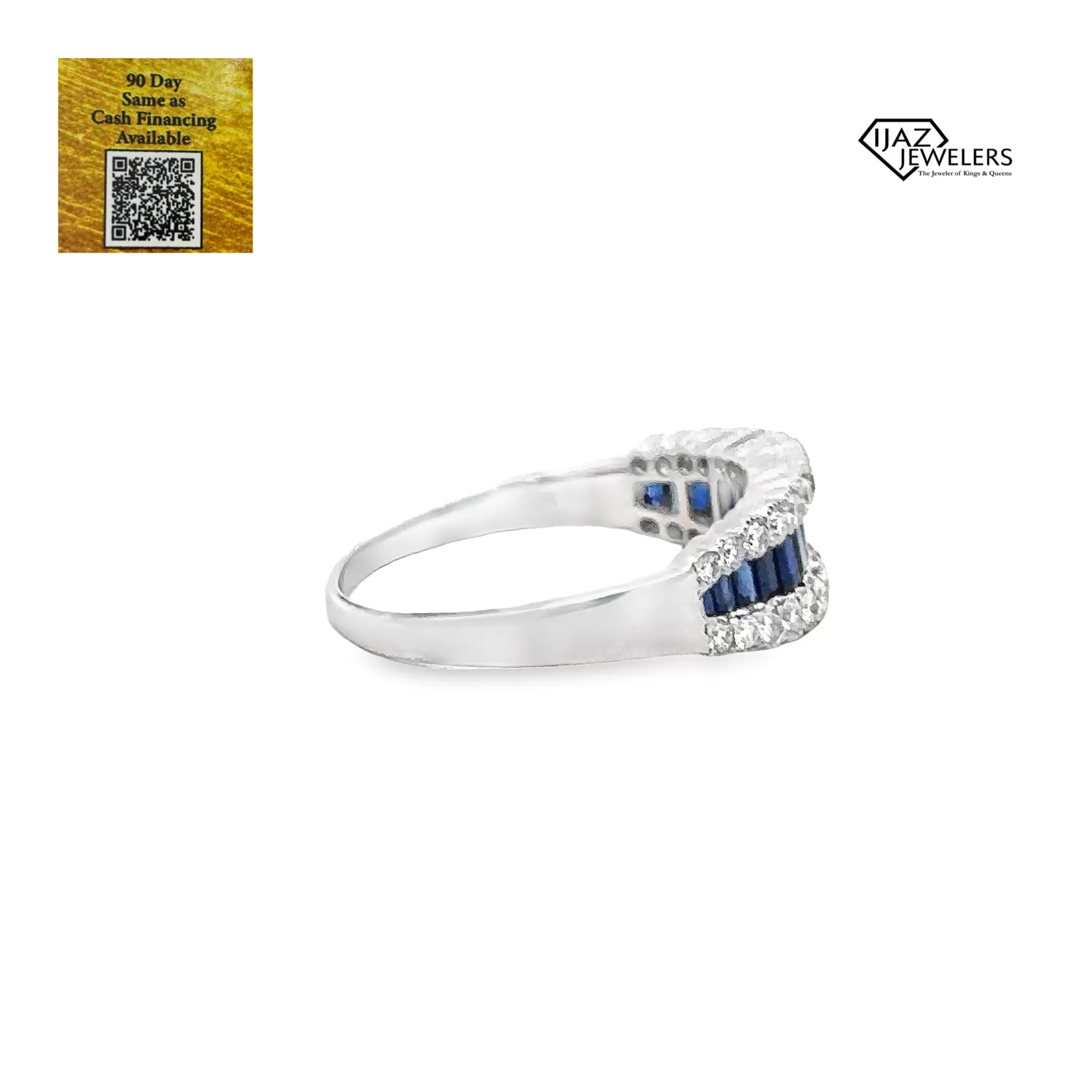 18K White Gold Diamond And Sapphire Ring