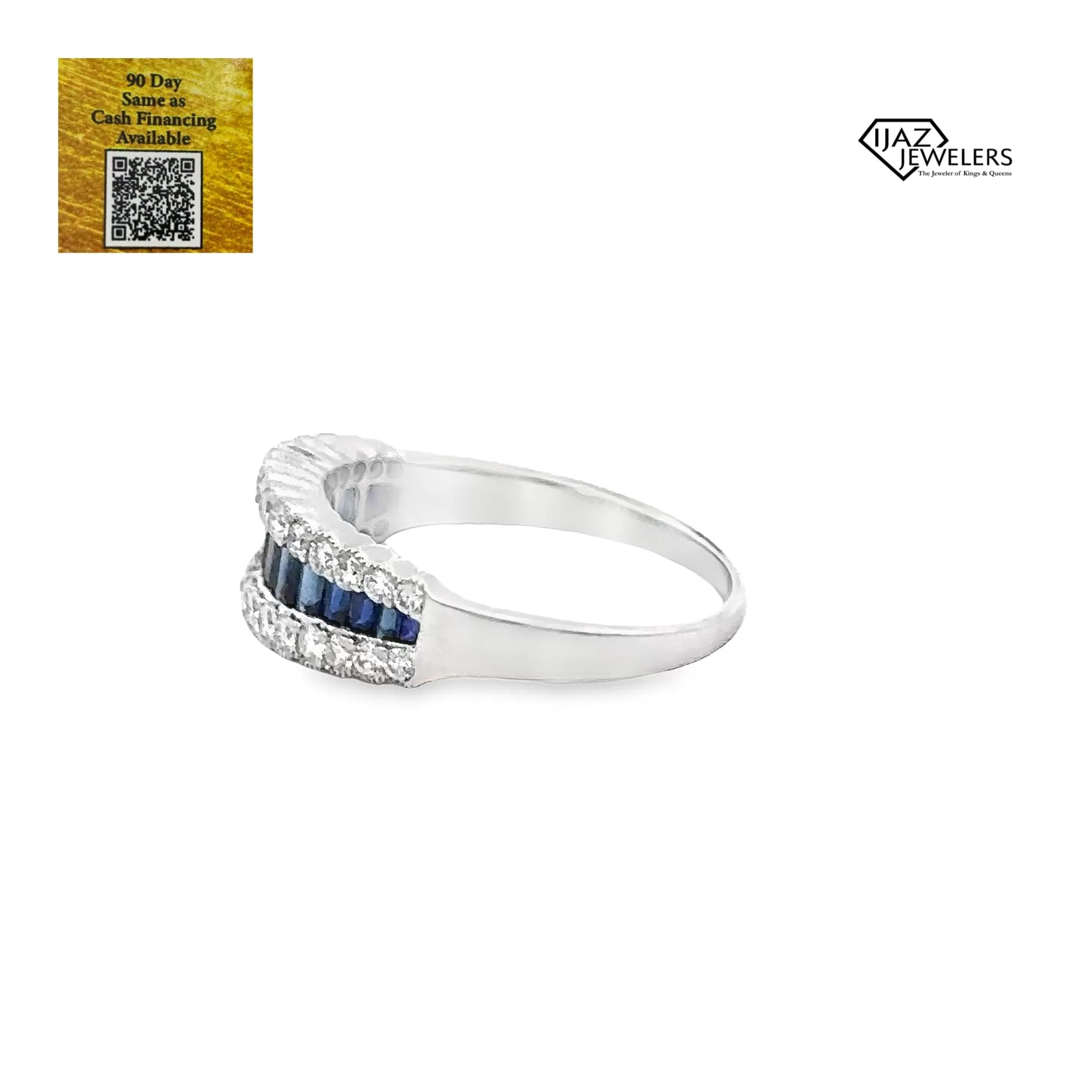 18K White Gold Diamond And Sapphire Ring