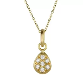 20K Gold and Pave Diamond Teardrop Pendant