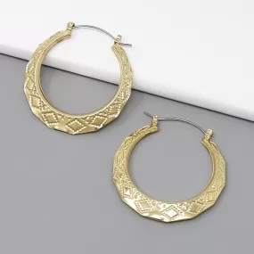 45MM Rhombus Textured Metal Hoop Earrings