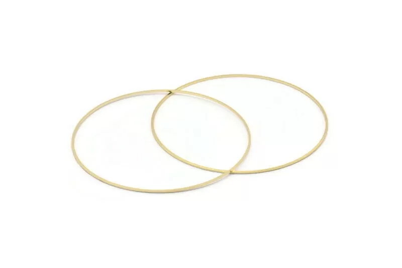 80mm Circle Connectors - 4 Gold Plated Brass Circle Connectors (80x1x1mm) BS 1101 Q1074