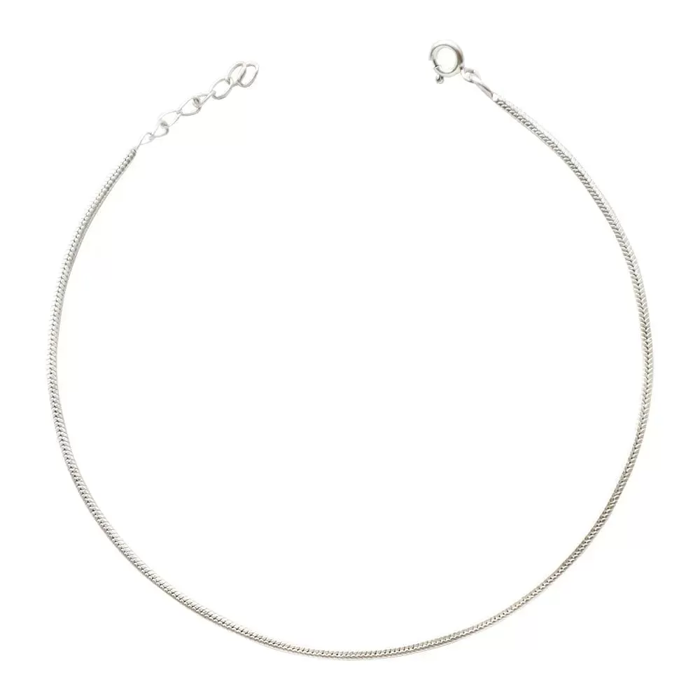 92.5 Silver Plain Chain Anklet(SINGLE)