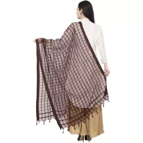 A R Silk Cotton Square Regular Dupatta Coffee Color Dupatta or Chunni