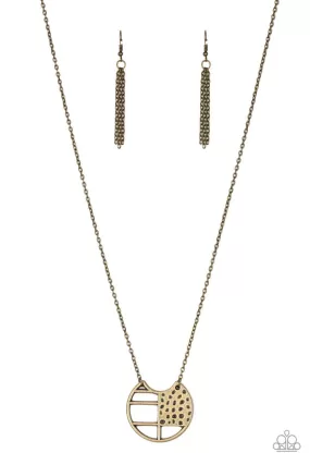 Abstract Aztec Brass Necklace - Paparazzi Accessories