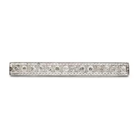 Antique Filigreed Art Deco Platinum & 14K White Gold Old European Diamond Bar Brooch