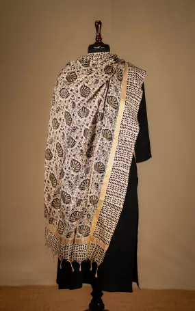 Art Silk Hand Blocked Kalamkari Dupatta 129IOS3