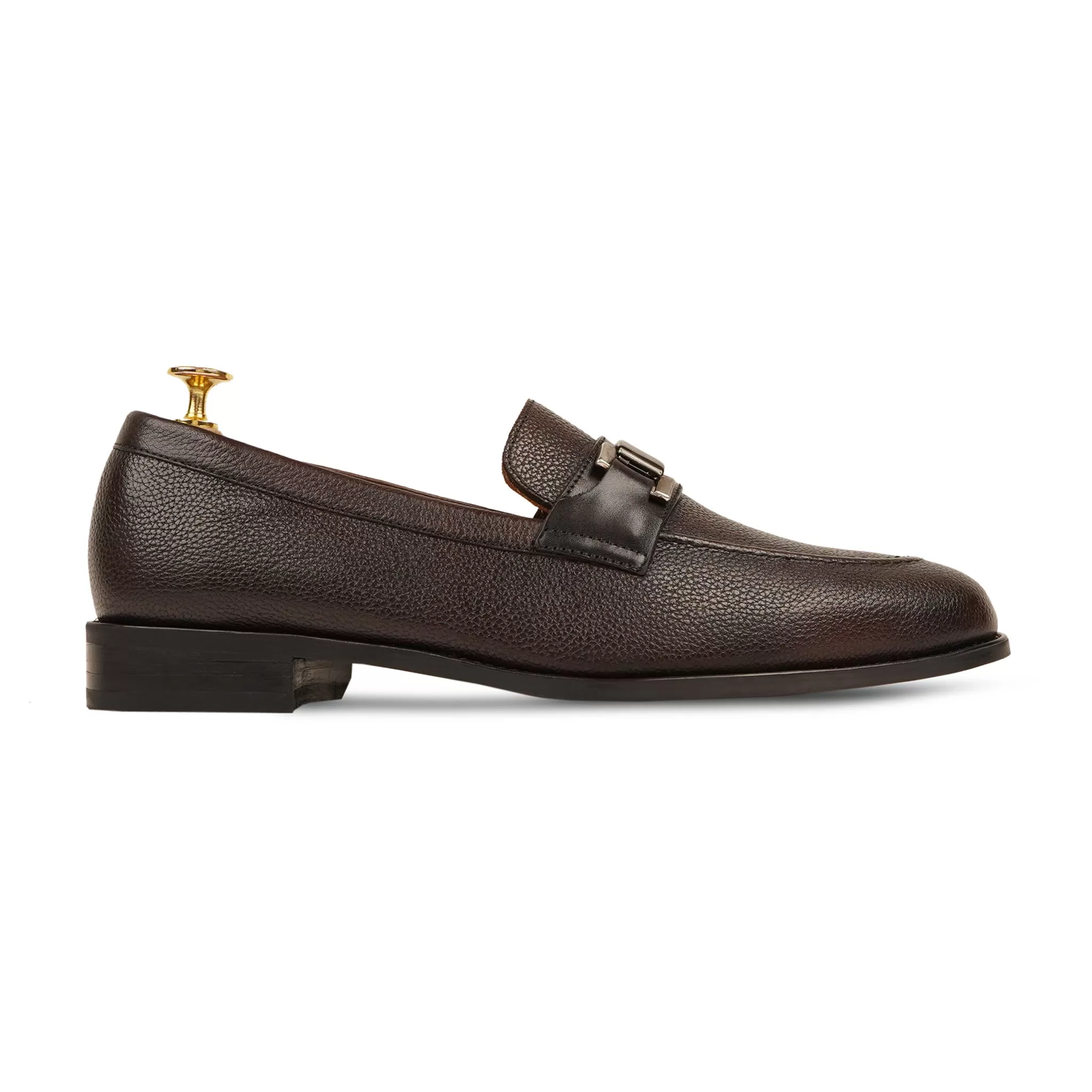 Athena - Men's Dark Brown Pebble Grain Loafer