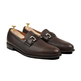 Athena - Men's Dark Brown Pebble Grain Loafer