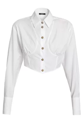 Balmain Cropped Cotton Shirt - White