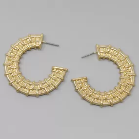 Basket Weave Textured Hoop Earrings