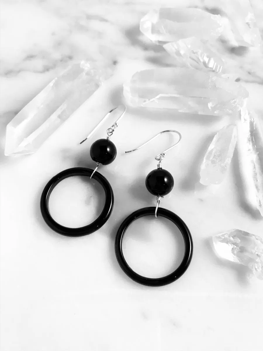 Beaded Onyx Ring Dangles