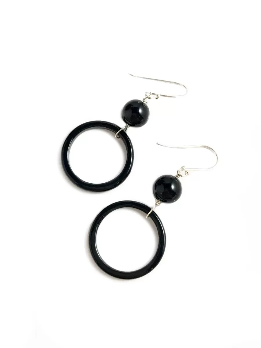 Beaded Onyx Ring Dangles