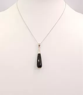 Black Agate Long Drop Single Pendant