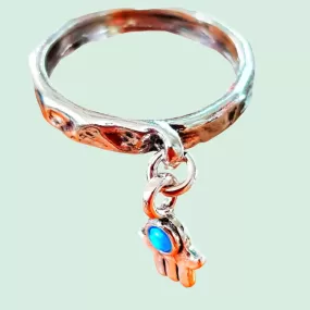 Bluenoemi Silver Ring for Woman Hamsa charm good luck Israeli Jewelry