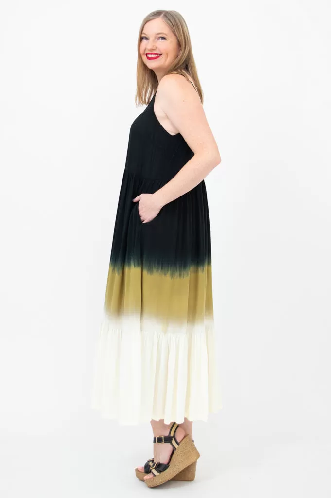 Boha Dress, Black Dip-Dye