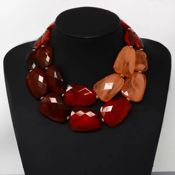 Chunky Marble Layered Short Necklace