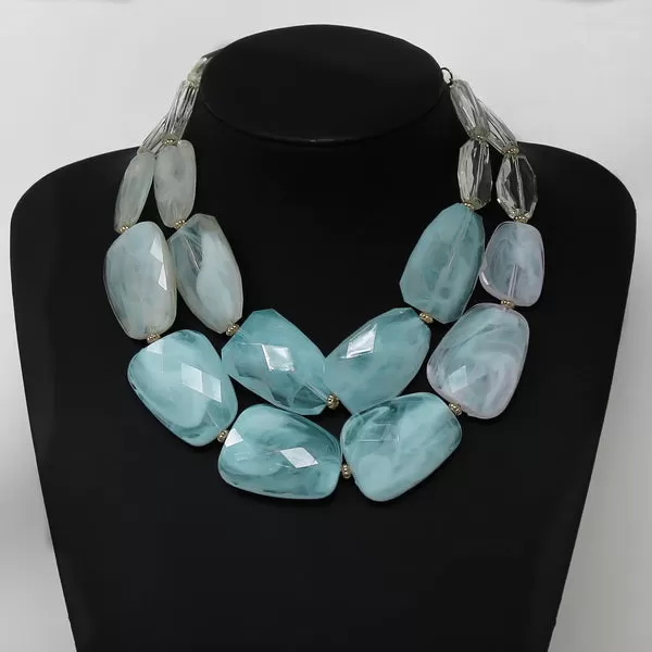 Chunky Marble Layered Short Necklace