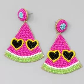 Cool Watermelon Seed Bead Earrings