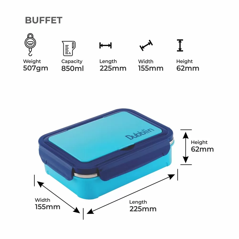 Dubblin Buffet Stainless Steel Lunch Box clip type with inner container