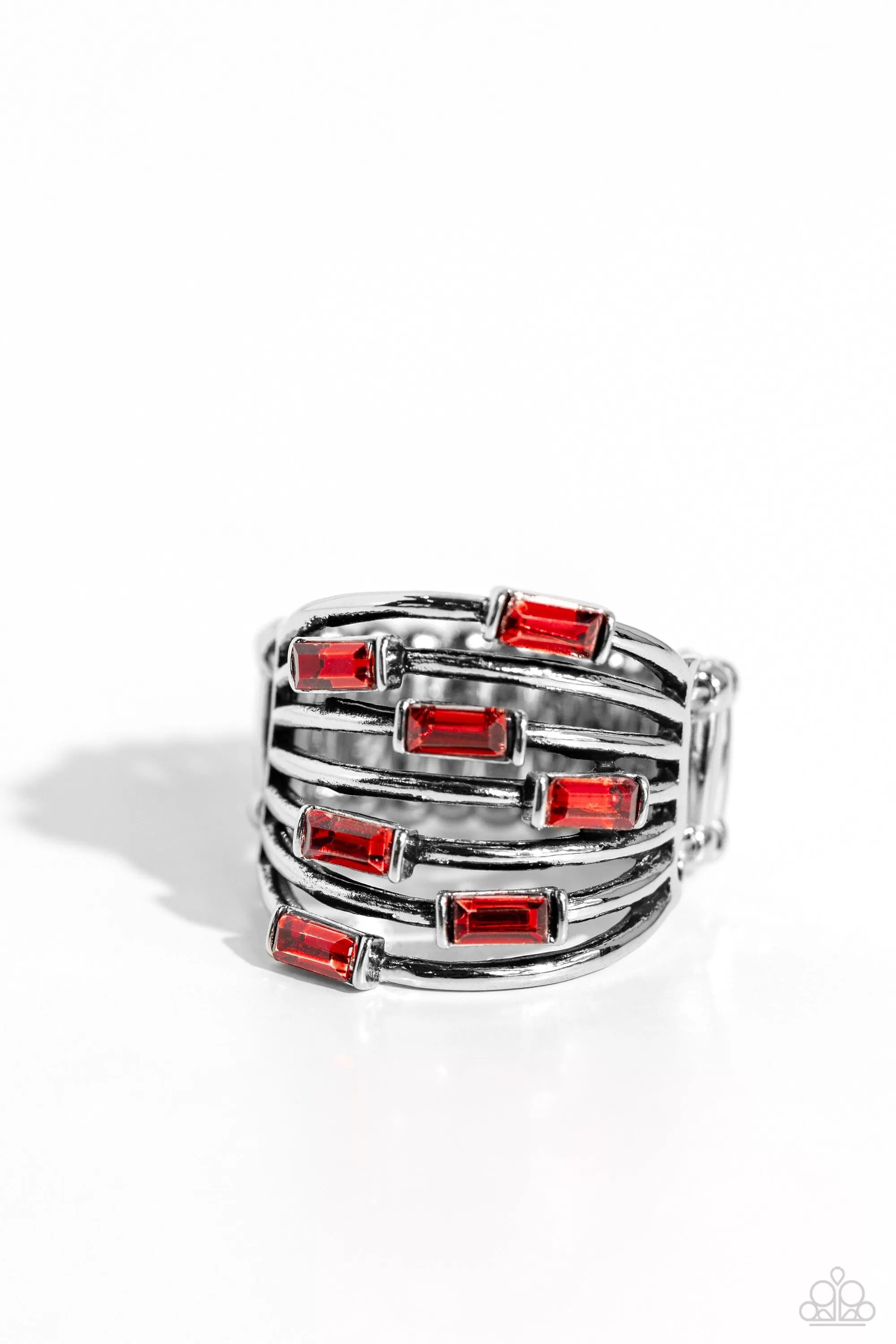 Exceptional Edge Red Rhinestone Ring - Paparazzi Accessories