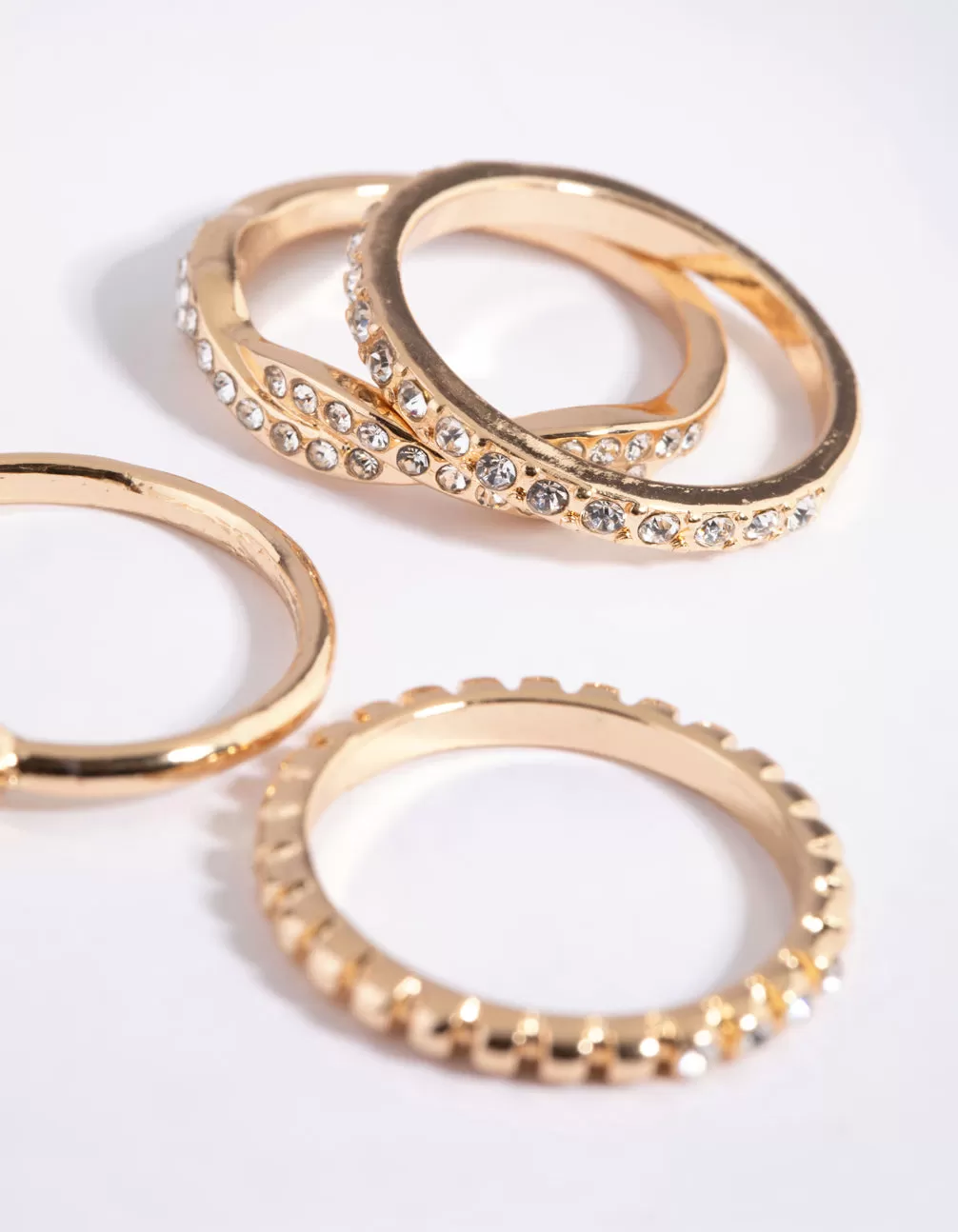 Gold Diamante Ring Stack Pack