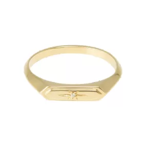 Gold Hexagonal Astra Ring with Star-Set Diamond