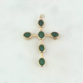 Green Jade & Red Jade Double Sided Cross