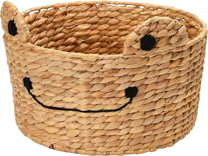 Hand-Woven Water Hyacinth Frog Basket