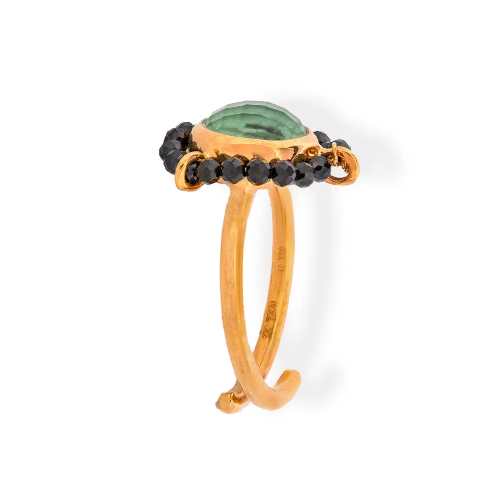 Handmade Gold Plated Silver Ring With Zoisite & Spinels